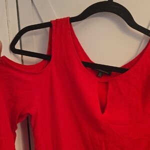 Dalia Red Cold Shoulder Blouse